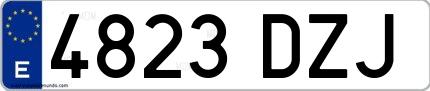 Ejemplo de matrícula española 4823 DZJ