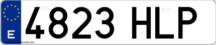 Ejemplo de matrícula española 4823 HLP