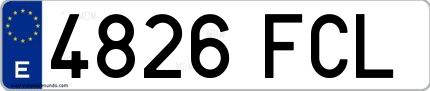 Ejemplo de matrícula española 4826 FCL