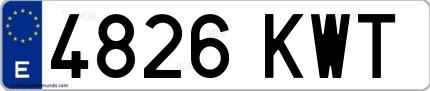Ejemplo de matrícula española 4826 KWT