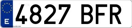Ejemplo de matrícula española 4827 BFR