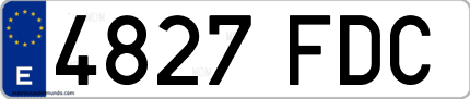 Ejemplo de matrícula de coche ordinaria 4827 FDC
