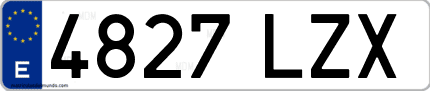 Ejemplo de matrícula de coche ordinaria 4827 LZX
