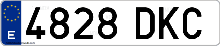 Ejemplo de matrícula de coche ordinaria 4828 DKC