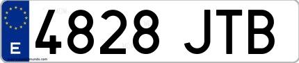 Ejemplo de matrícula española 4828 JTB