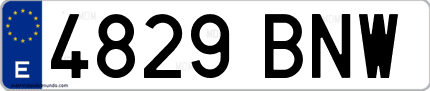 Ejemplo de matrícula de coche ordinaria 4829 BNW