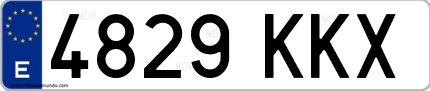 Ejemplo de matrícula de coche ordinaria 4829 KKX