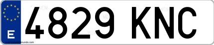 Ejemplo de matrícula española 4829 KNC