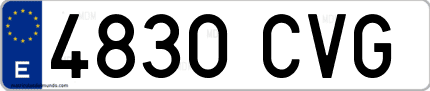 Ejemplo de matrícula de coche ordinaria 4830 CVG
