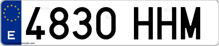 Ejemplo de matrícula de coche ordinaria 4830 HHM