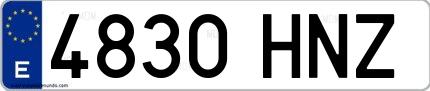 Ejemplo de matrícula española 4830 HNZ