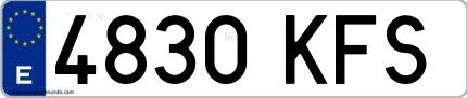 Ejemplo de matrícula española 4830 KFS