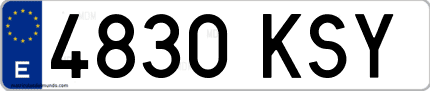 Ejemplo de matrícula de coche ordinaria 4830 KSY
