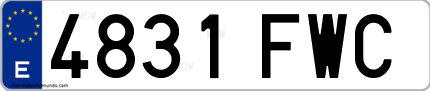 Ejemplo de matrícula de coche ordinaria 4831 FWC