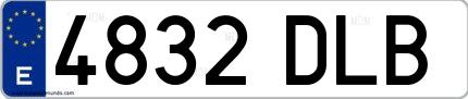 Ejemplo de matrícula española 4832 DLB