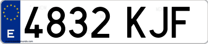 Ejemplo de matrícula de coche ordinaria 4832 KJF