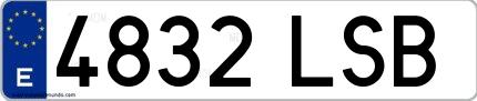 Ejemplo de matrícula española 4832 LSB