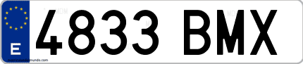 Ejemplo de matrícula de coche ordinaria 4833 BMX