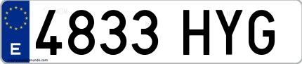 Ejemplo de matrícula española 4833 HYG