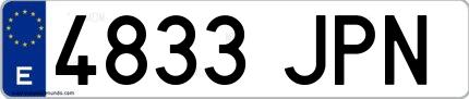 Ejemplo de matrícula española 4833 JPN