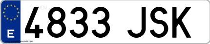 Ejemplo de matrícula española 4833 JSK