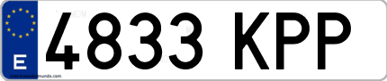 Ejemplo de matrícula de coche ordinaria 4833 KPP