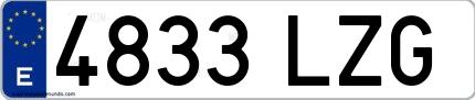Ejemplo de matrícula española 4833 LZG