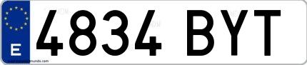 Ejemplo de matrícula española 4834 BYT