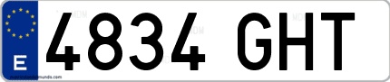 Ejemplo de matrícula de coche ordinaria 4834 GHT