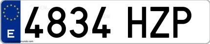Ejemplo de matrícula española 4834 HZP