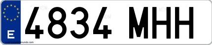 Ejemplo de matrícula española 4834 MHH
