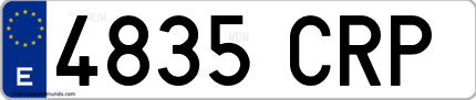 Ejemplo de matrícula de coche ordinaria 4835 CRP