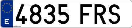 Ejemplo de matrícula de coche ordinaria 4835 FRS