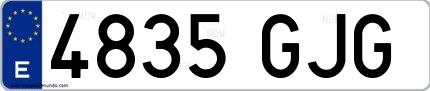 Ejemplo de matrícula española 4835 GJG