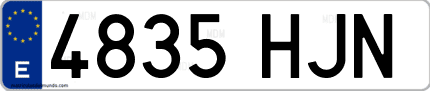Ejemplo de matrícula de coche ordinaria 4835 HJN
