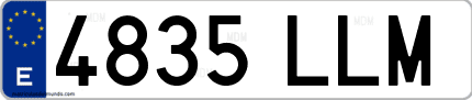Ejemplo de matrícula de coche ordinaria 4835 LLM