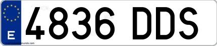 Ejemplo de matrícula española 4836 DDS
