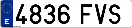 Ejemplo de matrícula de coche ordinaria 4836 FVS