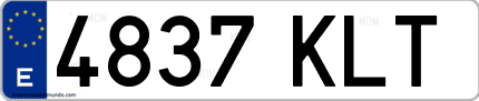 Ejemplo de matrícula de coche ordinaria 4837 KLT