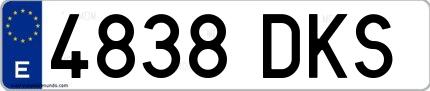 Ejemplo de matrícula española 4838 DKS