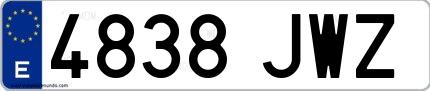 Ejemplo de matrícula española 4838 JWZ