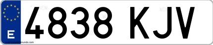 Ejemplo de matrícula española 4838 KJV