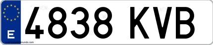 Ejemplo de matrícula española 4838 KVB
