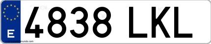 Ejemplo de matrícula española 4838 LKL