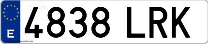 Ejemplo de matrícula española 4838 LRK