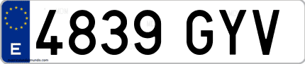 Ejemplo de matrícula de coche ordinaria 4839 GYV