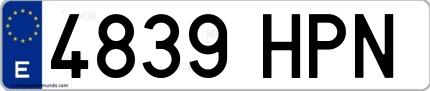 Ejemplo de matrícula española 4839 HPN