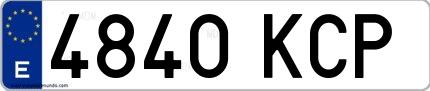 Ejemplo de matrícula española 4840 KCP