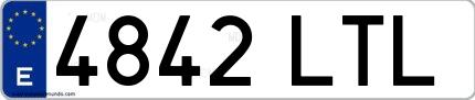 Ejemplo de matrícula española 4842 LTL