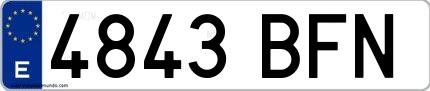 Ejemplo de matrícula española 4843 BFN